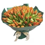 Букет из 101 тюльпана оранжевого цвета