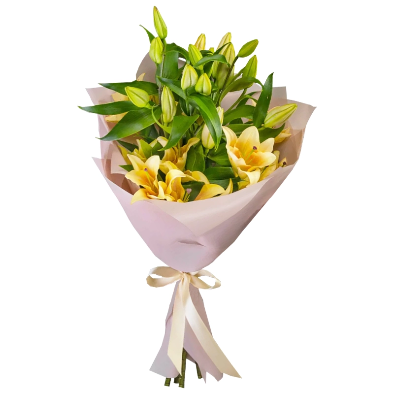 Букет из 7 кремовых лилий